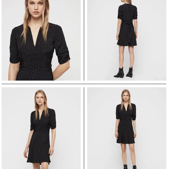 All Saints - Avery viscose dress - black floral viscose - Picture 3 of 7